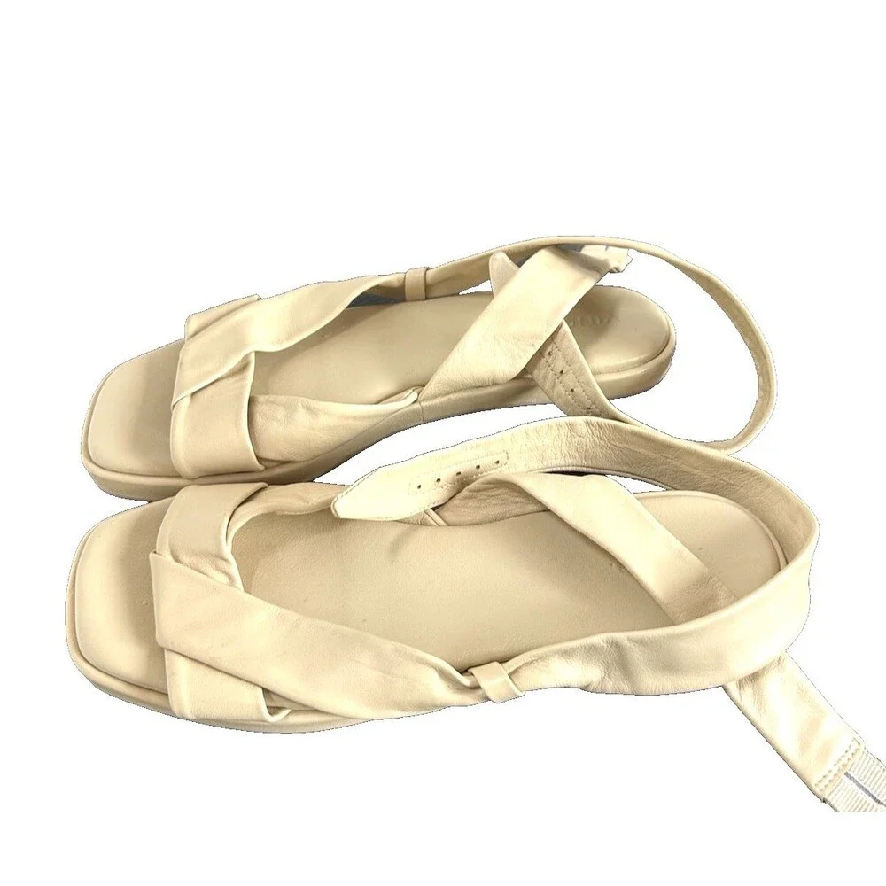 Vince Reza Ankle Strap Sandals Soft Leather Cream Col Sz 39 EU/9 M